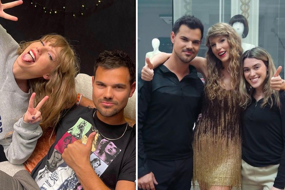 Tay Lautner (r.) praised Taylor Swift (l.) while revealing why she had no issue with her husband collaborating with his ex.