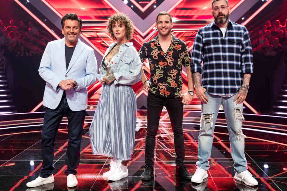 Die neue Jury von "X Factor" (l-r): Thomas Anders, Jennifer Weist, Lions Head und Sido.
