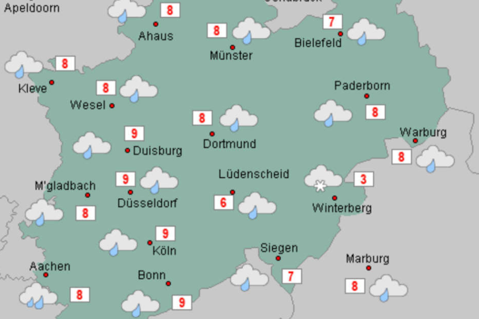 Die Wetter-Aussichten in NRW sind in den kommenden Tagen nicht gerade rosig: Es wird nass, kühl und windig!