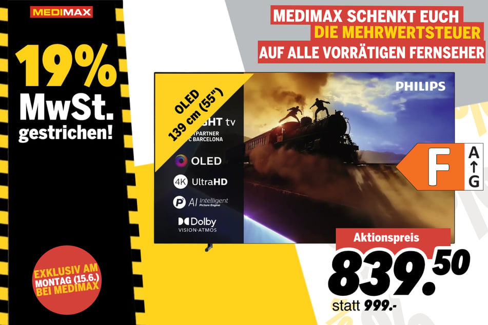 55-Zoll Philips-Fernseher für 839,50 Euro.