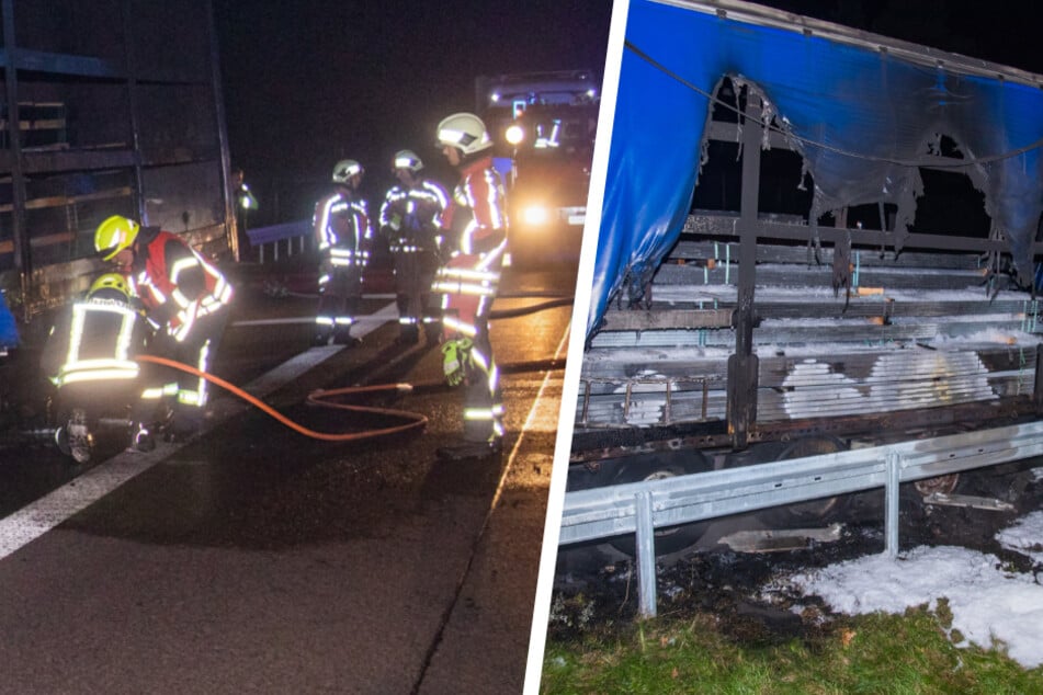 Unfall A4: Langer Stau auf der A4 in Richtung Dresden: Lkw-Anhänger geht in Flammen auf