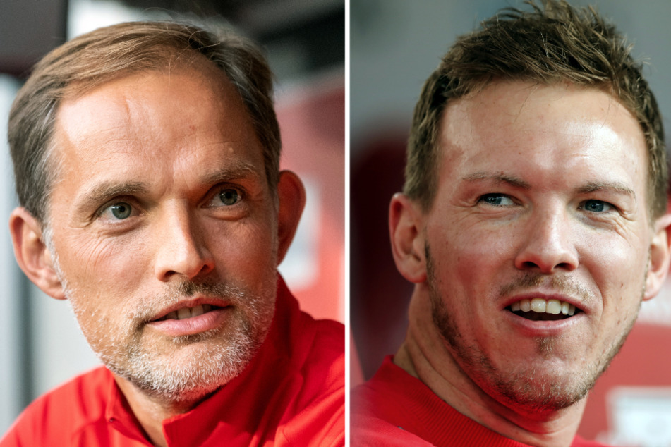 Wird die Verfügbarkeit von Thomas Tuchel zum Problem für Julian Nagelsmann (35, r.)? Der FC Bayern München steht in der 1. Bundesliga derzeit nur auf dem fünften Platz.