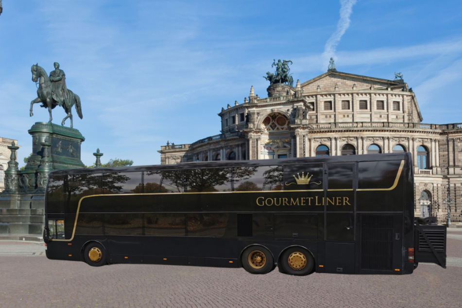 Exklusives Dinner "on the road": Der neue "GourmetLiner"-Restaurantbus soll demnächst durch Dresden rollen.