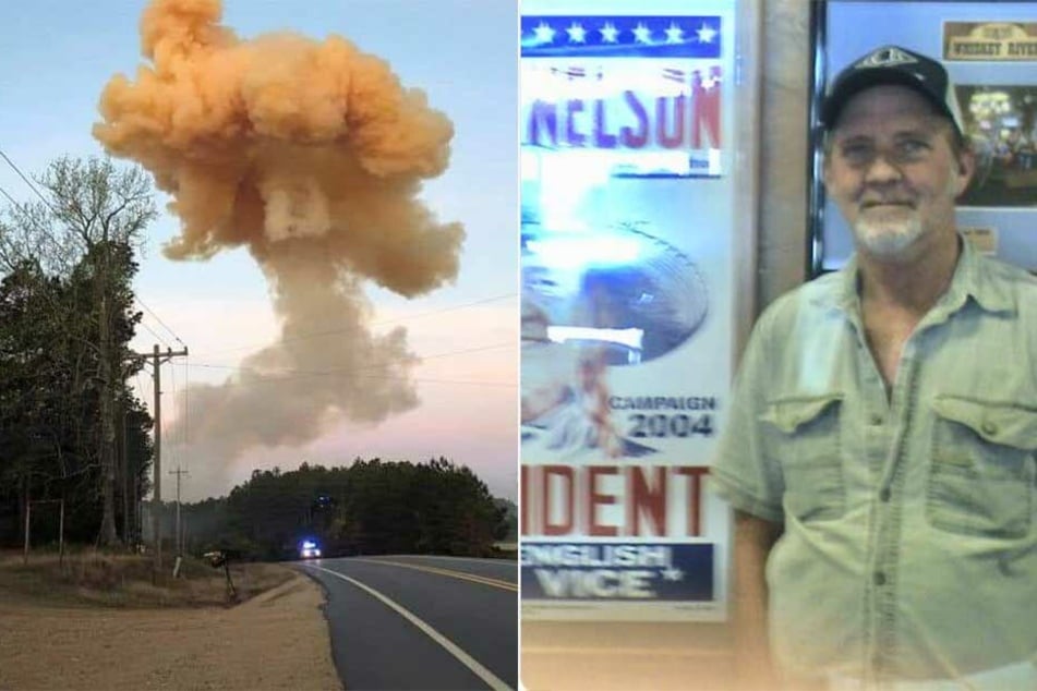 Eine gigantische Rauchwolke steigt über der Stelle der Explosion auf, der Trucker (re.) hatte vermutlich vielen Menschen das Leben gerettet.