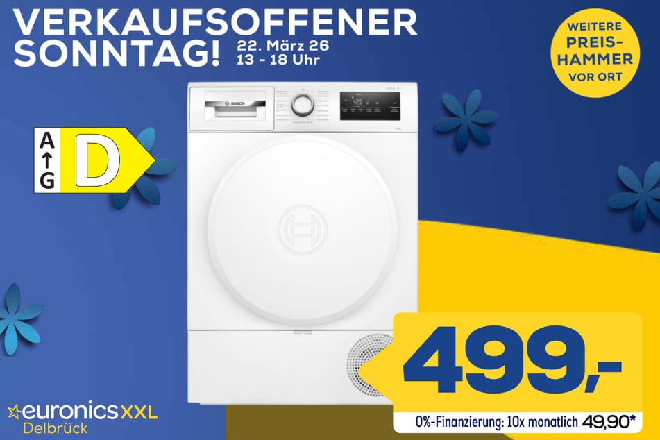 Bosch-Wärmepumpentrockner WTH83V94 für 499 Euro.