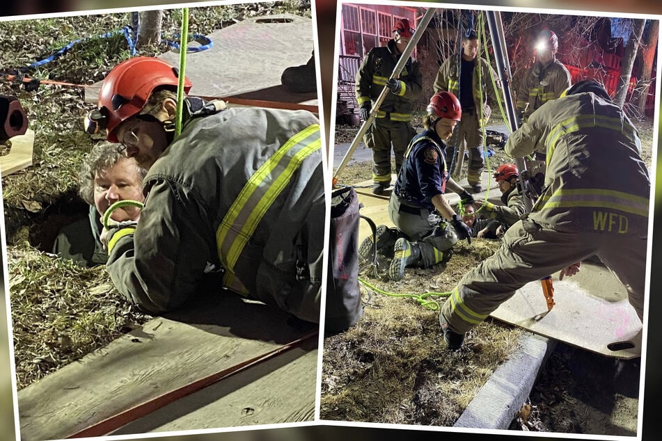 Feuerwehrleute konnten Christine mit mehreren Gurten herausheben.