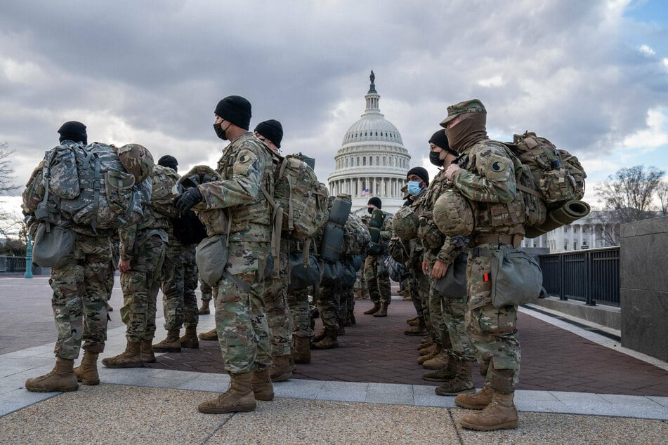 National Guard troops patrol the US Capitol ahead of Inauguration Day.