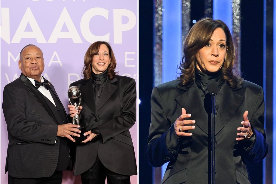 Kamala Harris warns of "shadows gathering over our democracy" at NAACP awards