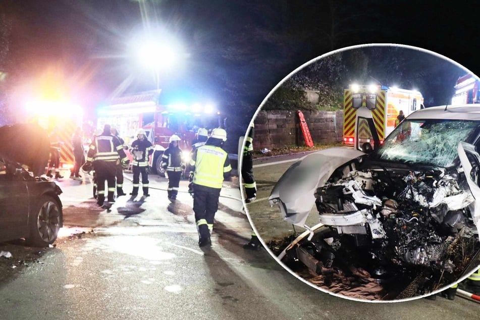 Zwei Autos krachen heftig zusammen: Landstraße voll gesperrt