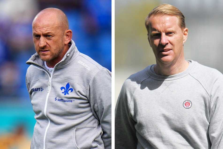 Darmstadt-Trainer Torsten Lieberknecht (48, l.) und St.-Pauli-Coach Timo Schultz (44) trainieren die beiden besten Zweitliga-Mannschaften des Kalenderjahres.