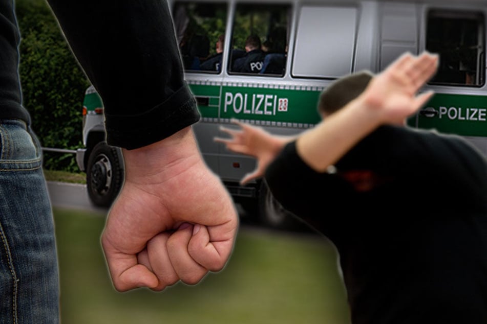 Den am Vorfall beteiligten Messerstecher fanden die Beamten nicht am Tatort. Nach ihm wird jetzt gesucht. (Bildmontage)