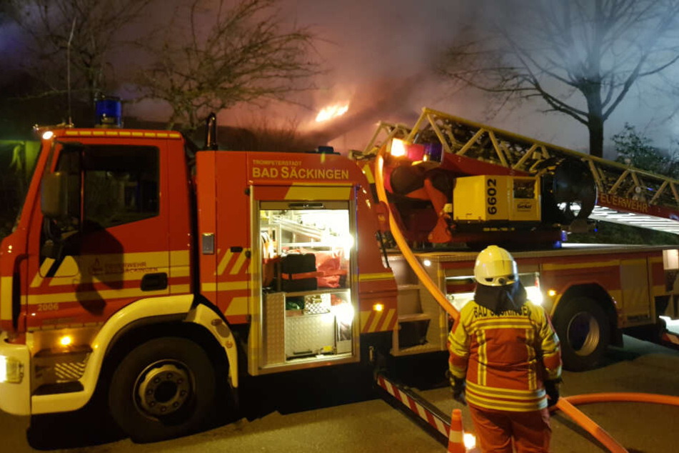 Die Feuerwehr bei den Löscharbeiten.