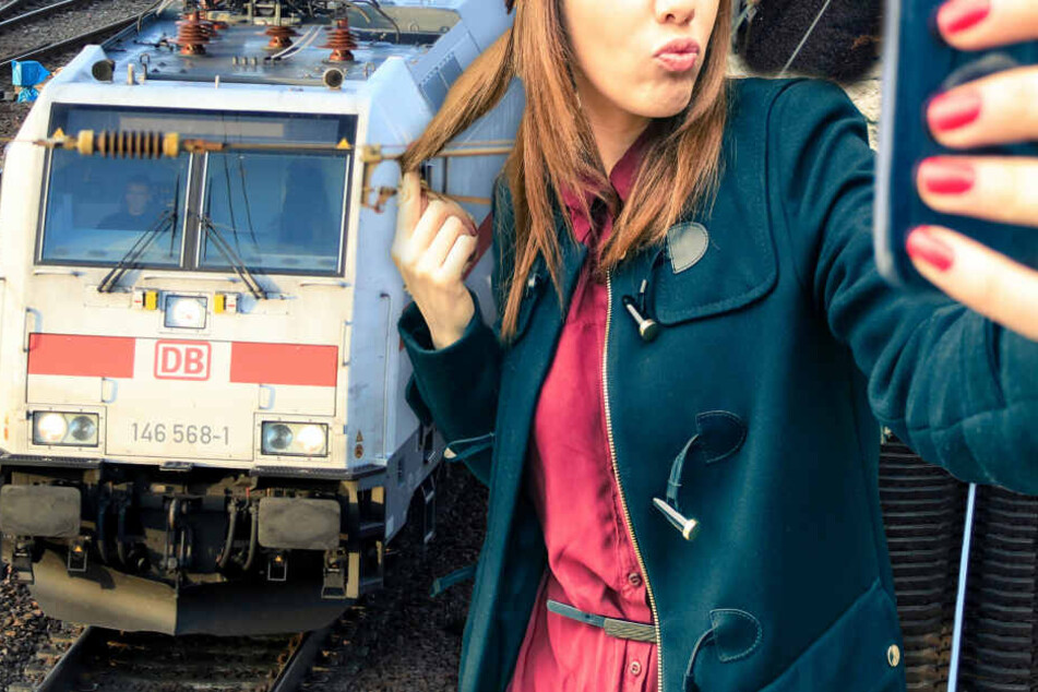 Fotomontage: Für ein spontanes Fotoshooting stellten sich die beiden Jugendlichen einfach auf die Gleise (Symbolbild).