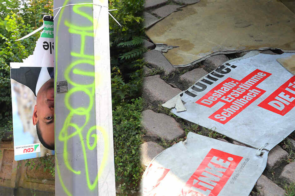Immer wieder werden Wahlplakate der Parteien zerstört.