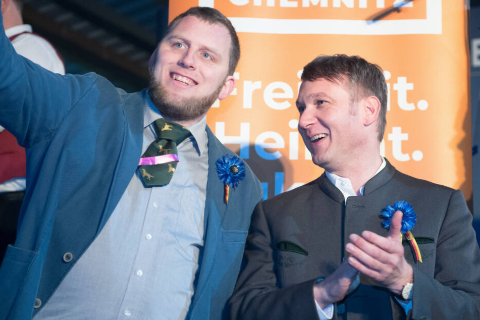 Will mal wieder in Connewitz aufmarschieren: "AdP"-Chef André Poggenburg (rechts) zusammen mit seinem Vorstandsmitglied Benjamin Joseph Przybylla.