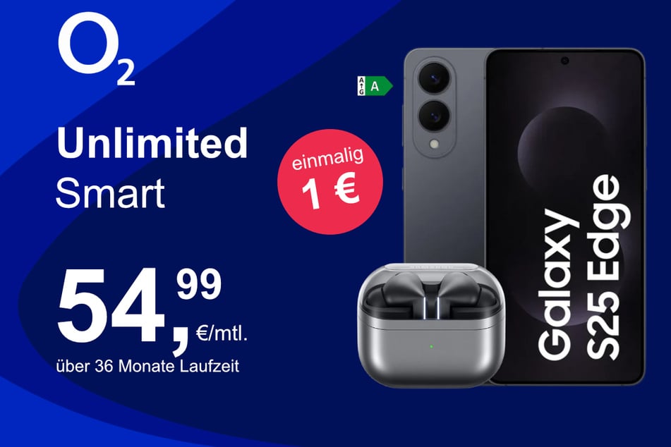 Das Samsung Galaxy S25 Edge mit Buds 3 Pro für einmalig 1 Euro.