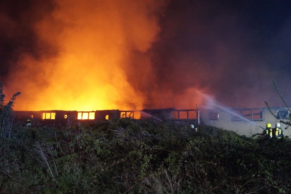 In der Nacht auf Sonntag brannte eine Lagerhalle im Salzlandkreis nieder.