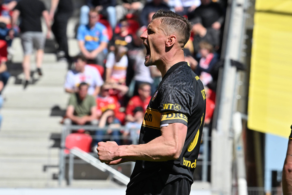 Stefan Kutschke brachte Dynamo Dresden mit 1:0 in Führung, am Ende fehlte aber auch ihm die Kraft.
