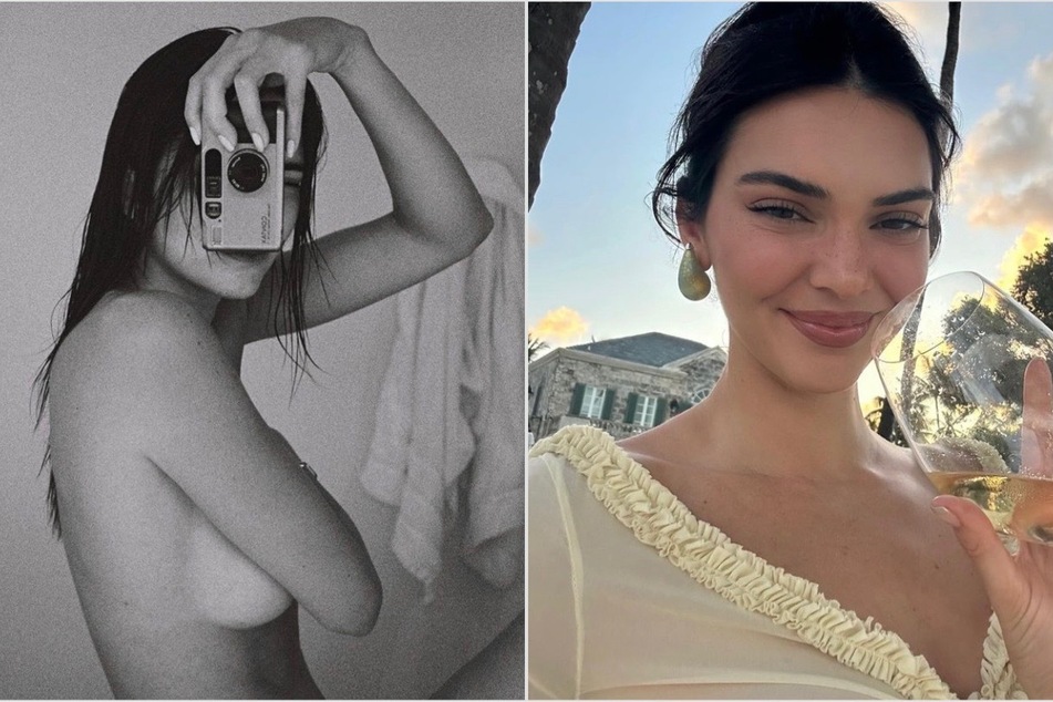 Kendall Jenner puts on busty display on Instagram with a topless photo.