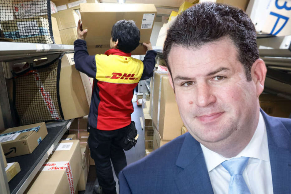 Bundesarbeitsminister Hubertus Heil will gegen die Missstände in der Paketbranche vorgehen (Bildmontage).