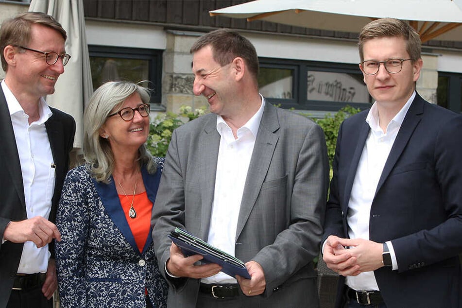 Ihr Direktmandat ist nicht mehr sicher (v.l.): die CDU-Kandidaten Roland Wöller (48), Andrea Dombois (60), Jens Michel (52) und Oliver Wehner (35).
