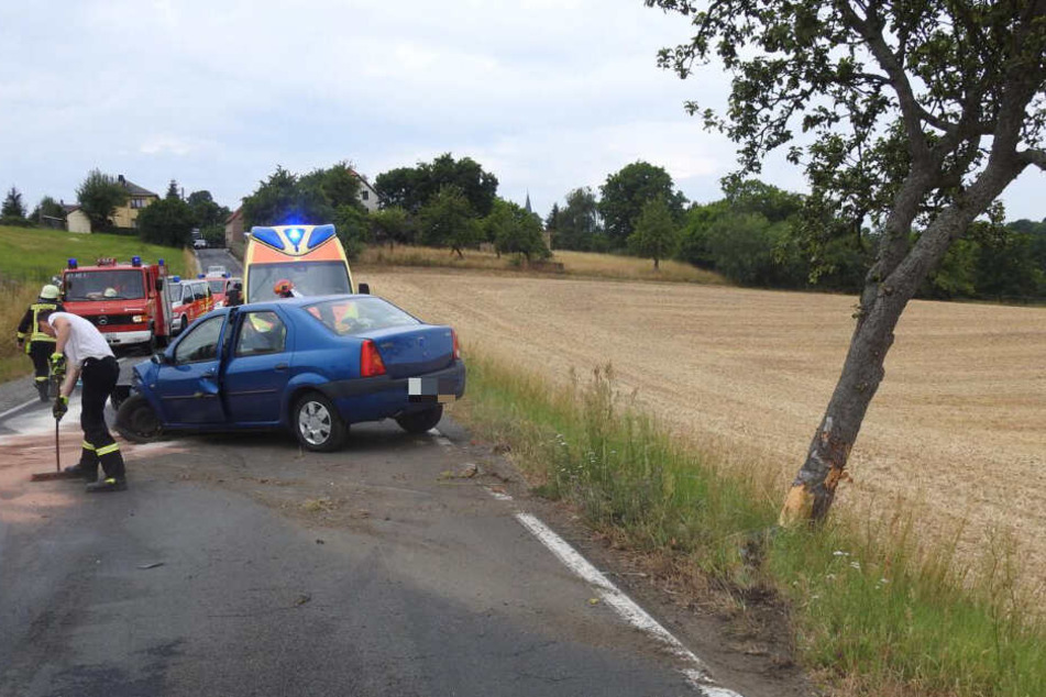 Die Fahrerin kam von der Straße ab, das Auto prallte gegen einen Baum.