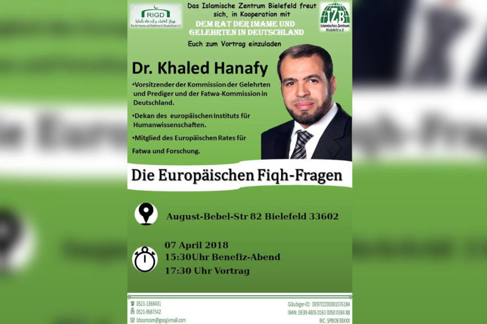 Mit diesem Plakat wirbt das IZB für den Vortrag des Islamisten.