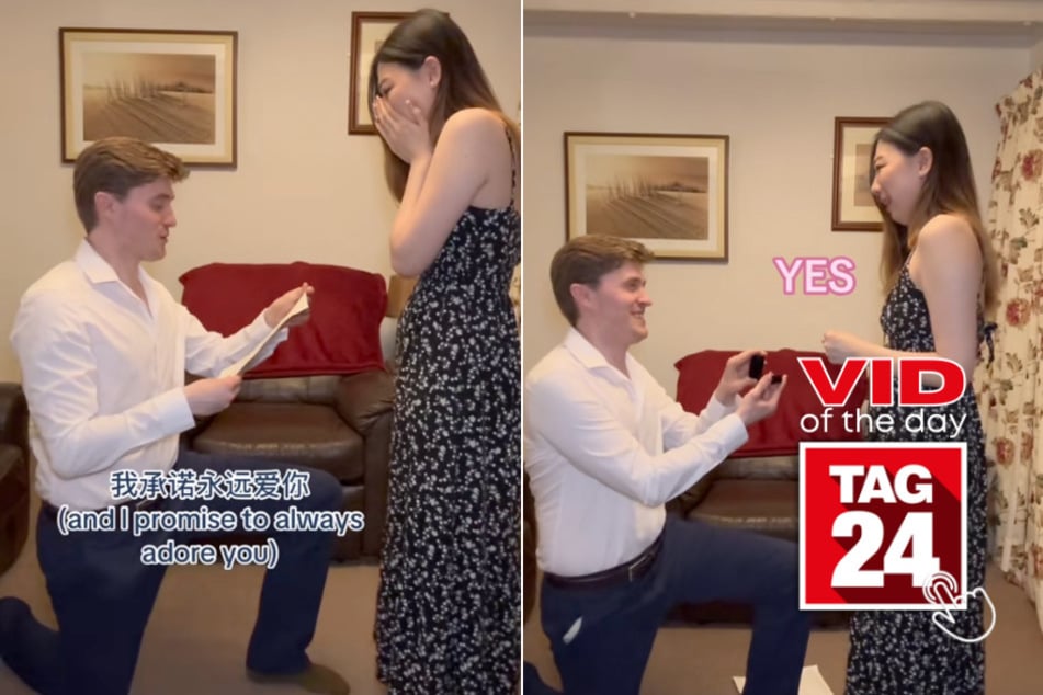 viral videos: Viral Video of the Day for August 26, 2024: Man learns new language to propose to girlfriend: "SO CUTE"