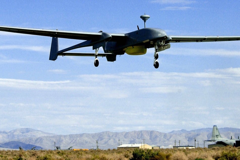 A Phoenix drone flying during maneuvers at the Fallen Naval Air Station in Nevada.