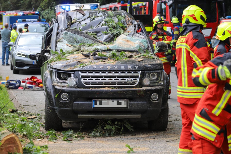 In Preetz ist ein Baum auf einen fahrenden Land Rover gestürzt. Die Fahrerin war anschließend rund eine Stunde lang im Wrack eingeklemmt.