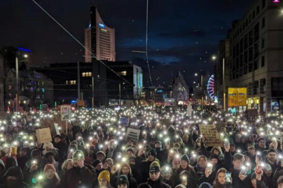 Around 60,000 people gathered to protest the AfD on Sunday in Leipzig, Germany.