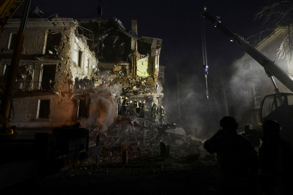 A residential building damaged in Kryvyi Rih, Ukraine, by Russian missiles. The targeted attacks have caused widespread power cuts in many regions.