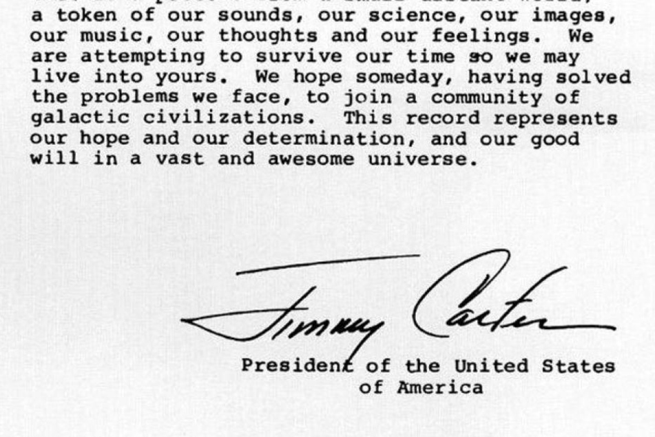 Die Nasa hinterließ in der Voyager einen Brief von Jimmy Carter.