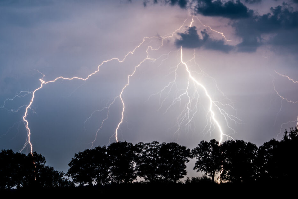 Mehrere Blitze zucken über den Himmel. (Archivbild)