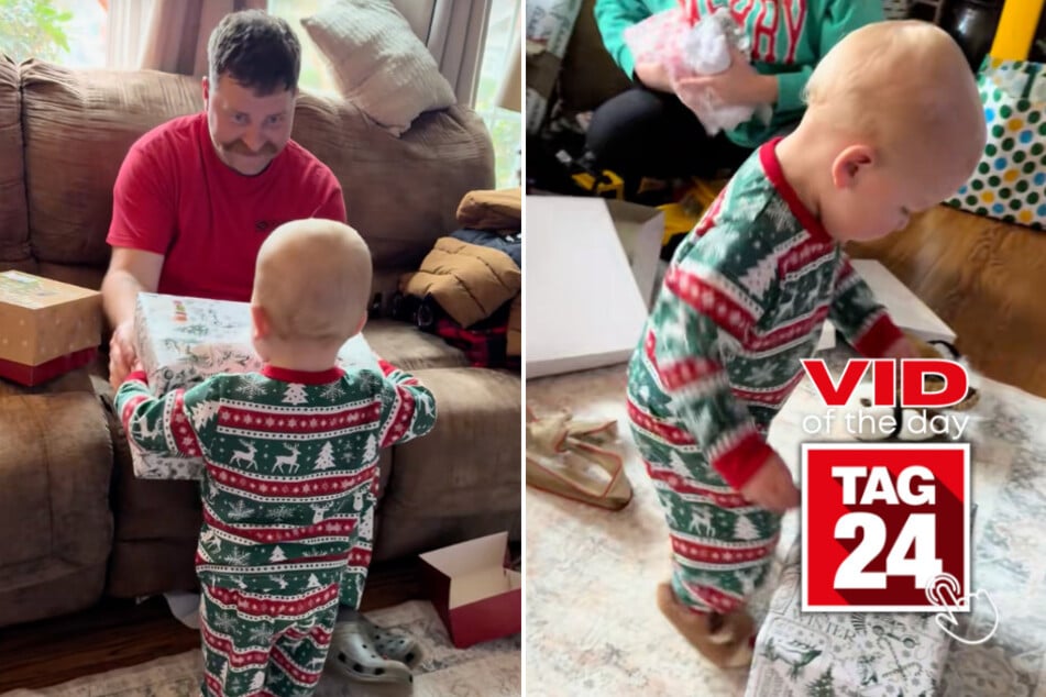 viral videos: Viral Video of the Day for December 29, 2025: Baby's Christmas gift delivery comes with extra enthusiasm!