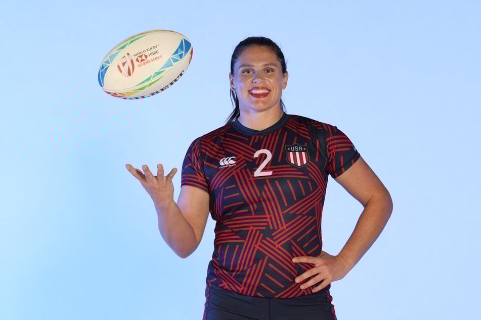 Rugby player Ilona Maher poses during the Team USA Paris 2024 Olympic Portrait Shoot at NBC Universal Studios on November 15, 2023, in Los Angeles, California.