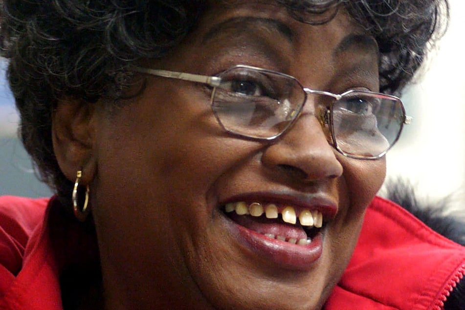 Claudette Colvin, who was attending Booker T. Washington Magnet High School in 1955 when she was arrested for not giving up her seat on a Montgomery city bus, visits the school on February 3, 2005.