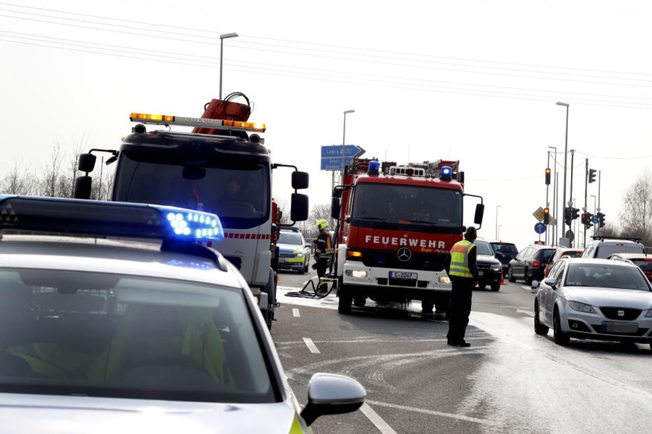 Die Zufahrt zur A72 war durch den Feuerwehreinsatz blockiert.