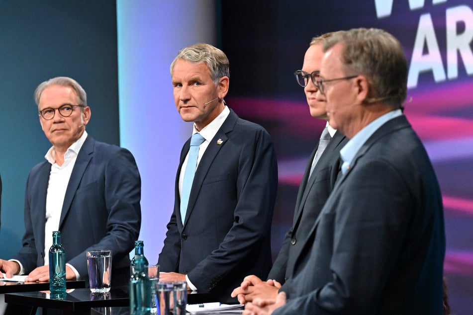 Thüringens Innenminister Georg Maier (57, SPD, l.) war wie andere Spitzenkandidaten für die Thüringer Landtagswahl Gast der MDR-Sendung.