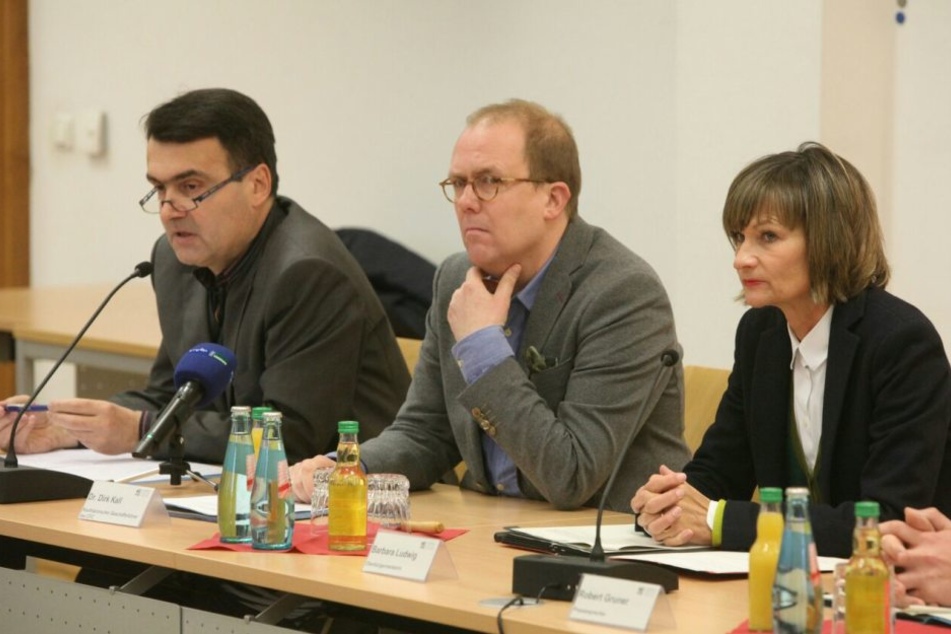 Pressekonferenz im Rathaus zur aktuellen CFC-Krise (v.l.): Mathias Hänel, Dirk Kall, Ob Barbara Ludwig.