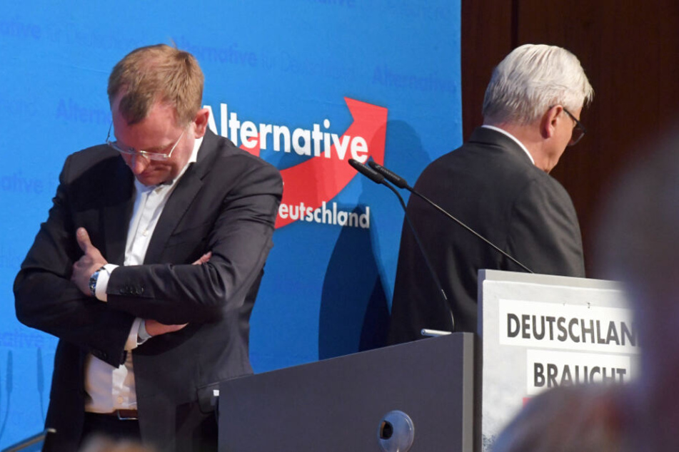 Dirk Spaniel (links) und Bernd Gögel in Pforzheim.