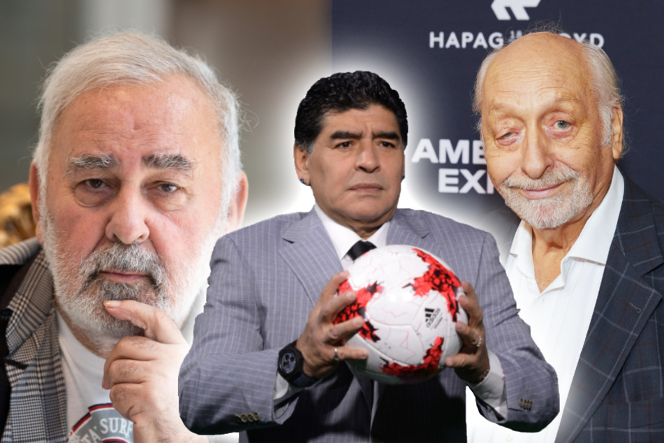 Udo Walz (l.), Diego Maradona (M.) und Karl Dall.