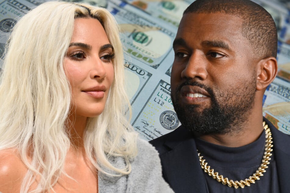 Rapper Kanye West (r.) has allegedly asked Kim Kardashian for financial help.