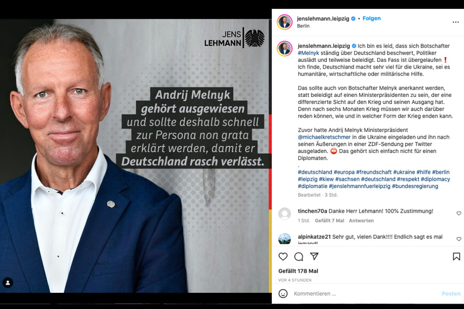 Seine Forderungen äußerte CDU-Politiker Jens Lehmann (54) am Montag nicht etwa bei Twitter, sondern er stellte dazu extra noch ein Foto für Instagram zusammen.