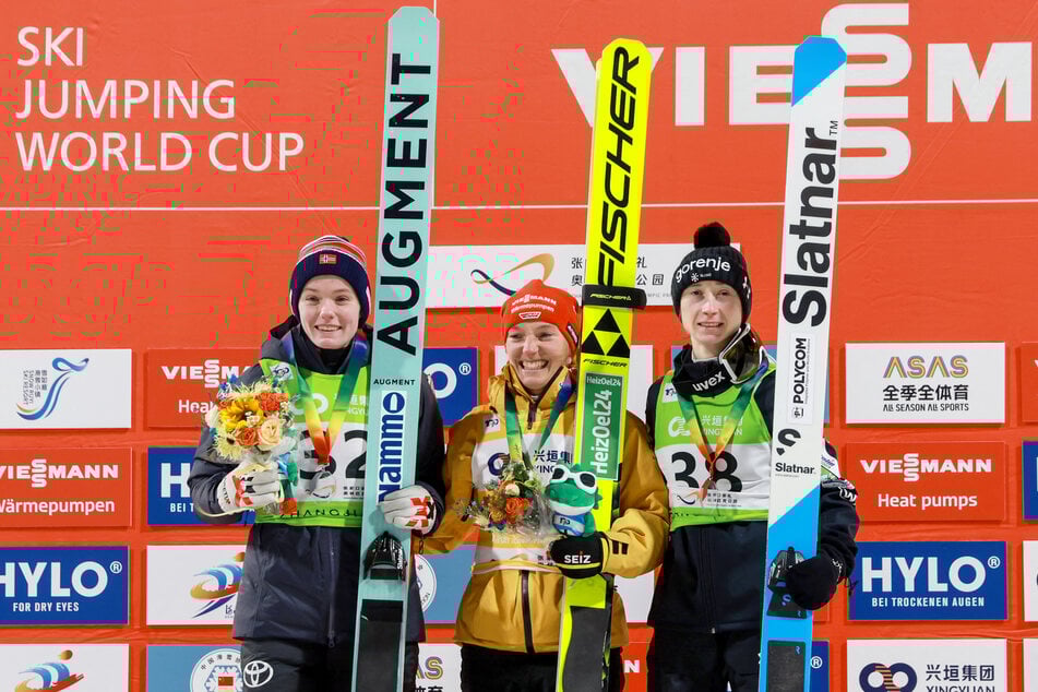 Auf dem Weltcup-Podest war Katharina Schmid über viele Jahre hinweg zu Hause.