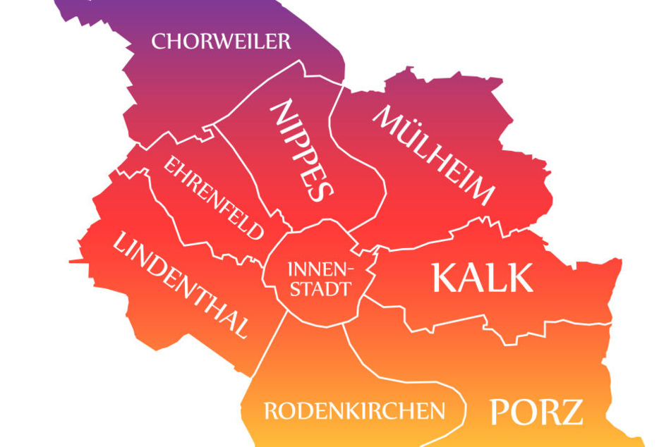 Köln ist in neun Stadtbezirke mit insgesamt 86 Stadtteilen gegliedert.