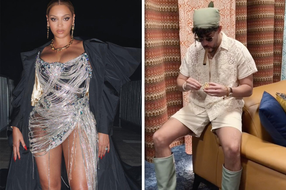 Beyoncé (l) and Bad Bunny are going head-to-head for Album of the Year at the 65th Grammys.