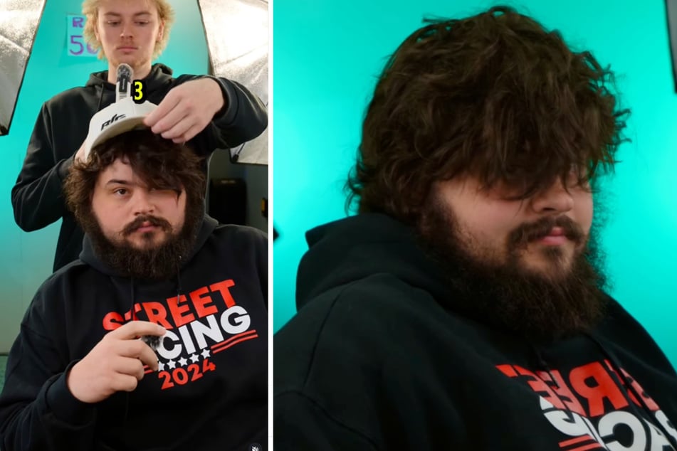 Barber Grant kümmerte sich diesmal um einen Kunden, der seine Mähne lieber unter einem Hut versteckte.