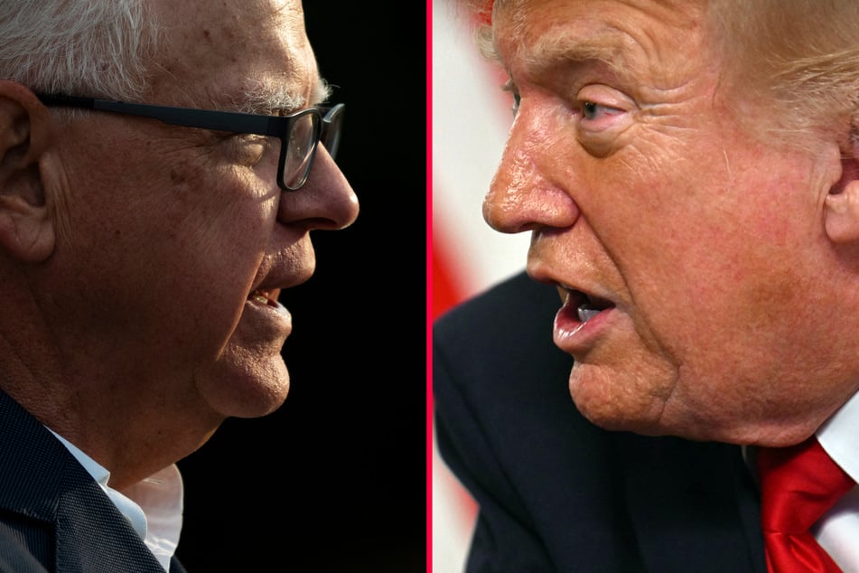 President Donald Trump (r.) posted a racist Thanksgiving message targeting Minnesota Governor Tim Walz (l.) and Representative Ilhan Omar.