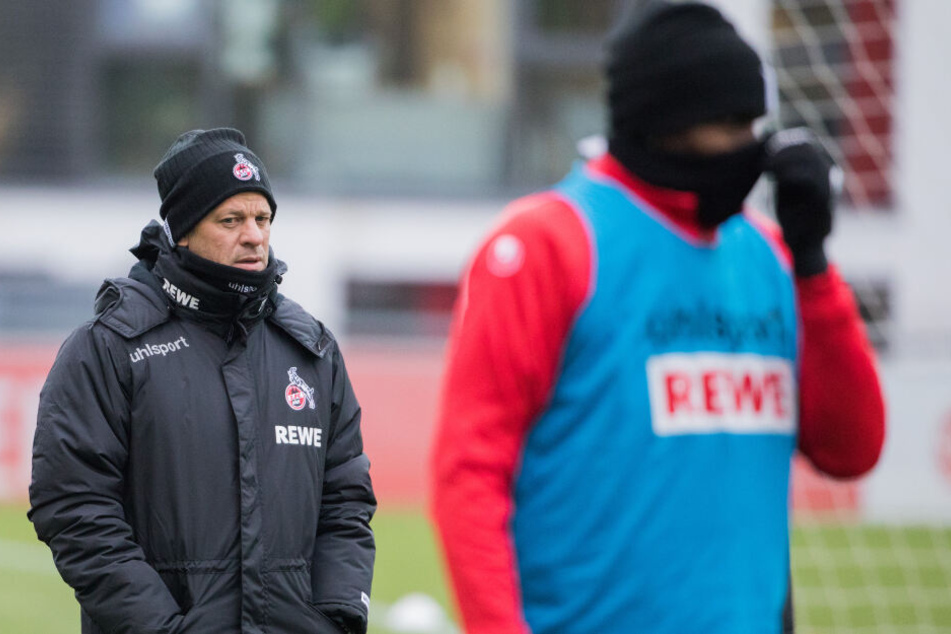 FC-Trainer Markus Anfang (44) und sein Spieler Anthony Modeste (30).